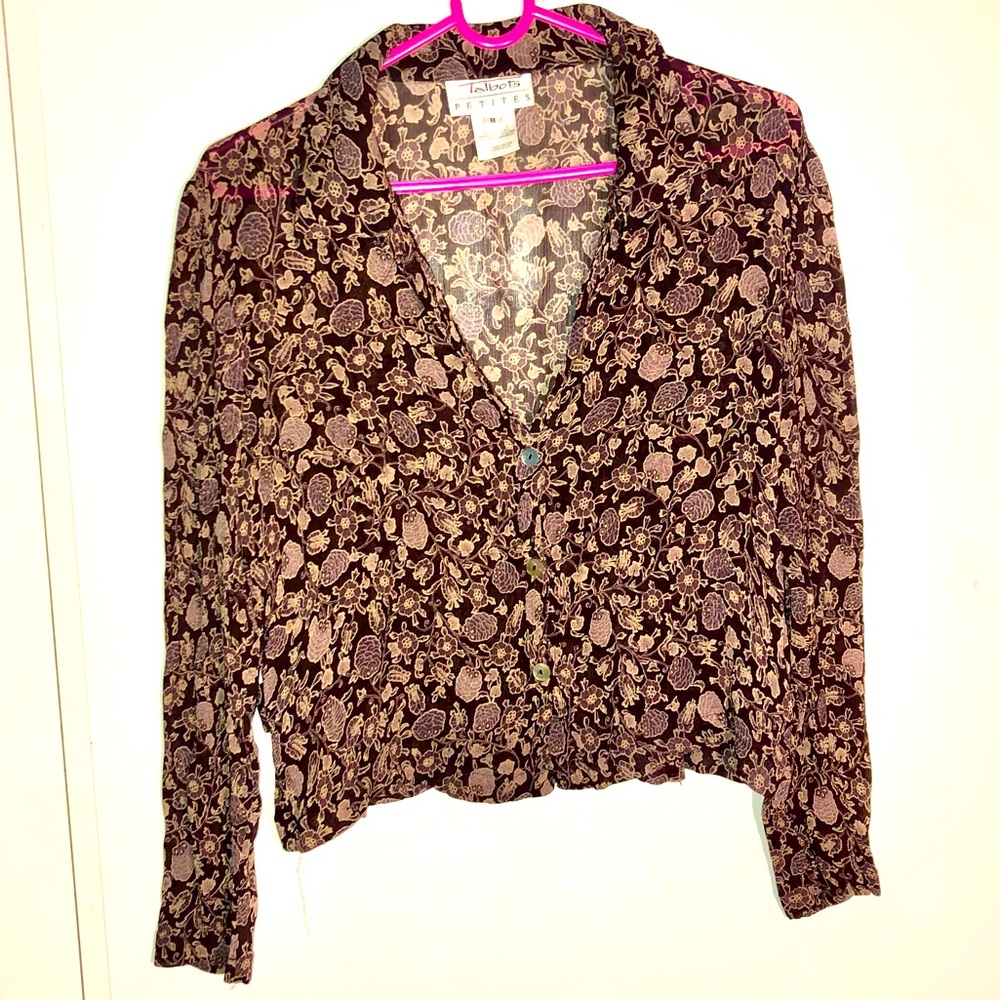 Vintage 90s floral button up crop top. Size 8
